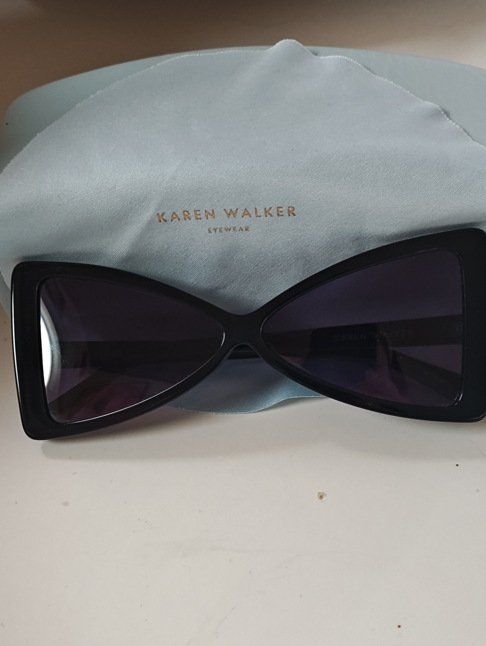 Karen Walker Black Cat-Eye Triangular Sunglasses